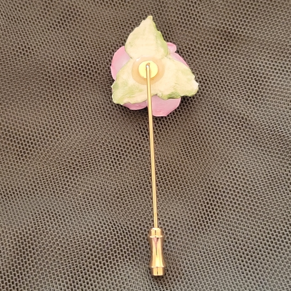 Porcelain Rose Stick Pin - Picture 3 of 5